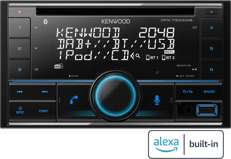 Kenwood Autoradio DPX-7300DAB Bluetooth, DAB+, Amazon Alexa Control, 2-DIN
