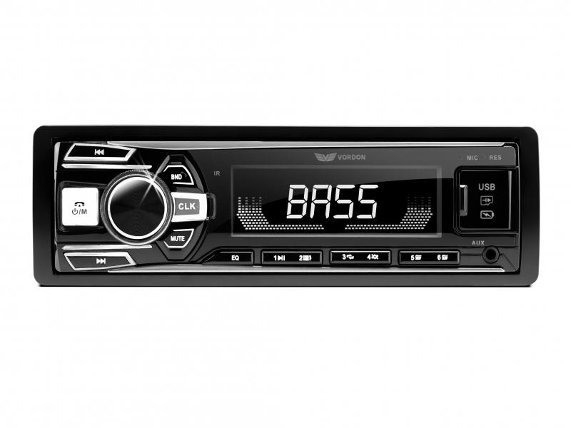 Vordon Autoradio HT-202 mit AUX, Bluetooth, Beleuchtung, ISO, Schwarz