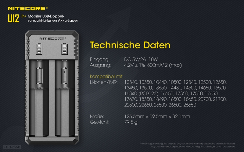 Nitecore USB Lader UI2 Ladegerät