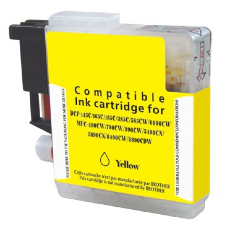 Kompatible Druckerpatrone Brother LC 1100, yellow mit 20ml Inhalt, ersetzt die Brother LC1100Y